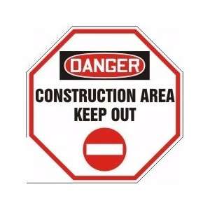 DANGER CONSTRUCTION AREA KEEP OUT (W/GRAPHIC) Sign   12 Adhesive Dura 