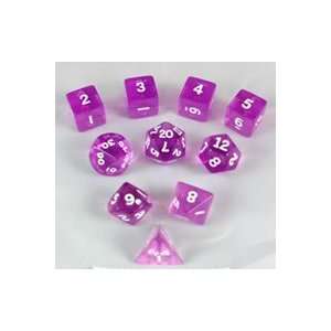  Orchid Transparent Polyhedral Dice Set   10pc Set in Tube 