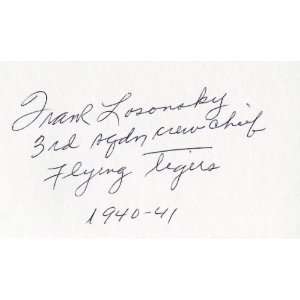  Frank Losonsky Autographed Signature Card: Everything Else