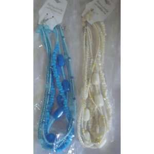  2 Stes of Earring and Necklace (Blue and White 