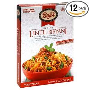 Bajis Indian Lentil Biryani Rice Meal, Vegetarian, 9 Ounce Boxes 