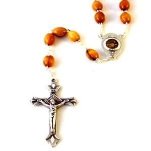  Olive Wood Rosary With Soil from the Holy Land  Boxed 
