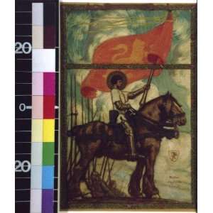   Joan of Arc (?) on horse with lion flag leading army: Home & Kitchen