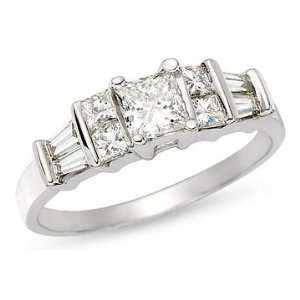  1 Carat Diamond Engagement Ring 18K White Gold: Jewelry