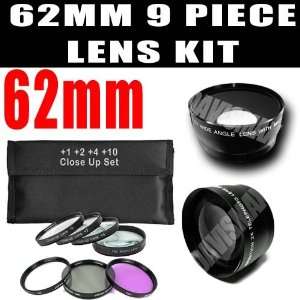  DM Optics 62mm +1 +2 +4 +10 Close Up Macro Filter Set with 