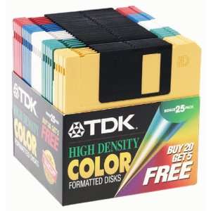  TDK MF 2HD Color Diskettes (20 Pack plus 5 Free Disks 