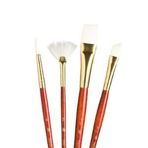  White Taklon Brushes Set/4 Arts, Crafts & Sewing