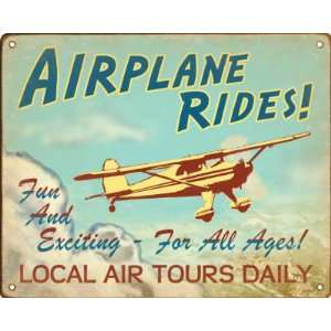  Airplane Rides Retro Sign / Wall Plaque: Home & Kitchen