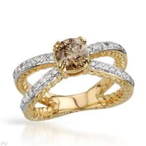 14K Yellow Gold 0.9 CTW Color C3 C4 I2 Diamond and 0.35 CTW Color I J 