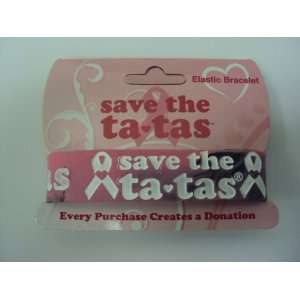  Rubber Wristband Save the Tatas Bracelet Pink & Black 