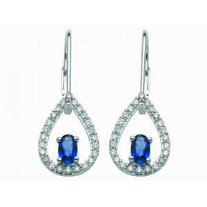  18ct White Gold Sapphire & Diamond Earrings: Jewelry
