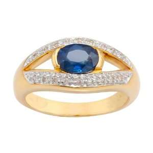  18ct Yellow Gold Sapphire & Diamond Single Stone Ring 