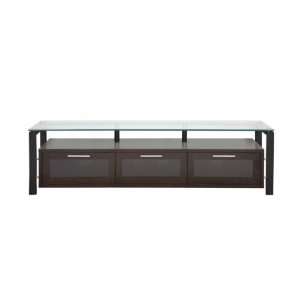  71 Flat Screen TV Stand   Black Oak and Glass (Black) (19 