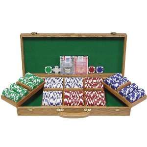  500 11.5g Holdem Poker Chip Set W/genuine Oak Case Sports 