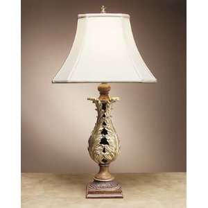   New! Gorgeous Acasia Leaf Lamp with Off White Shade: Home Improvement