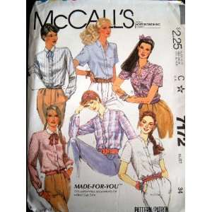  Misses Shirt Size 12 McCalls Misses Shirts Sewing Pattern 