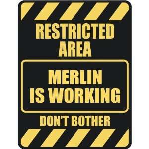   RESTRICTED AREA MERLIN IS WORKING  PARKING SIGN: Home 