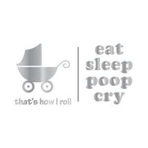 Plaid Uptown Baby Metallic Foil Iron Ons 2/Pkg Eat/Sleep/Poop/ I Roll 