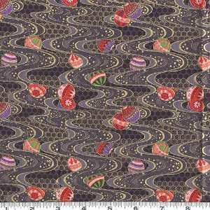  45 Wide East Wind Down Stream Black Fabric By The Yard 
