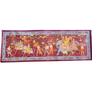  Art Silk Hand Painted Folk Painting   The Royal March 