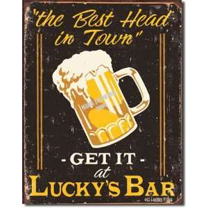  Personalized Luckys Bar Tin Sign: Home & Kitchen