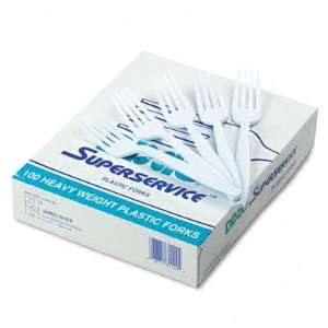  Heavyweight Plastic Forks, White, 100 Per Box Office 