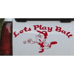 Red 28in X 13.5in    Lets Play Ball Baseball Pitcher Sports Car Window 
