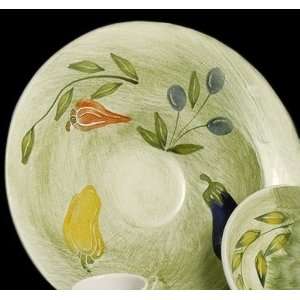  Hand Painted Italian Ceramics Shallow Fruit Bowl: Kitchen 