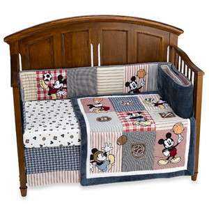 Classic Mickey Mouse 4 Piece CRIB BEDDING with a Blanket OPTION 
