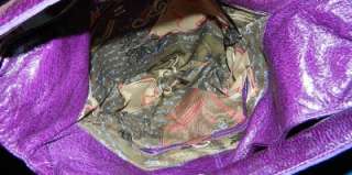 Bulga Besame Large Purple Leather Turnlock Handbag Tote Bag Purse 
