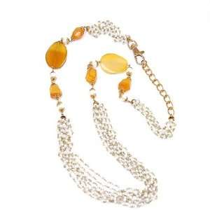  Zimaya Aisha Multi string Pearl and Agate Stone Necklace 