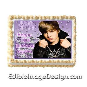 Justin Bieber Birthday Cake on Justin Bieber Edible Birthday Party Cake Image Cupcake Topper Favor