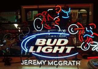 NIB Budweiser Bud Light Jeremy McGrath Motorcycle Animated Neon Beer 