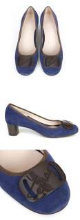 21662 auth FERRAGAMO blue suede Pumps Shoes 6  