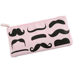 New Hot Topic faux Leather Pink and black Mustache Clutch wallet purse 