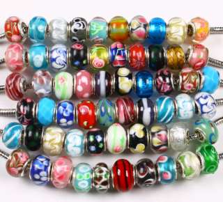 60 LOTS LAMPWORK GLASS LOOSE BEADS FIT CHARMS BRACELET  