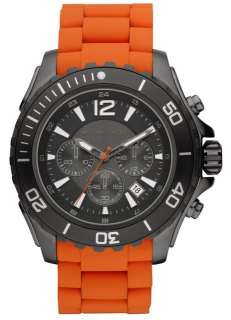New Michael Kors MK8234 Drake Orange Silicone Bracelet Mens Watch 