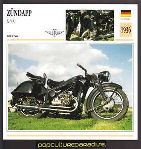 1936 ZUNDAPP K 500 German Bike MOTORCYCLE PHOTO CARD  
