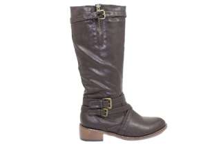 Jennifer I Triple Buckle Rider Boot With Zippers   Brown