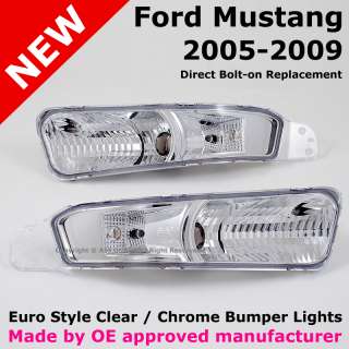 Ford Mustang 05 09 Euro Style Clear Chrome Front Bumper Turn Signal 