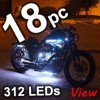 NEW 10pc WHITE LED FLEXIBLE MOTORCYCLE LIGHTING KIT  