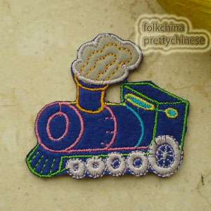 Blue Train Sew/Iron On Patches 60mm R0834  