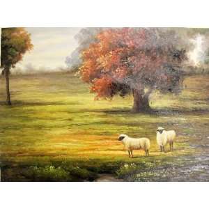   Field in Autumn Oil Painting on Canvas 12x16 4573: Home & Kitchen