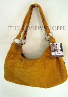 Makowsky Makati Satchel Bag Ochre Golden Yellow Croco NWT $258 