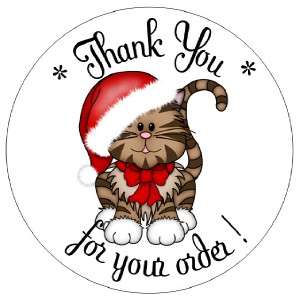   KITTY CAT IN A RED HAT #8 THANK YOU   1 STICKER / SEAL LABELS  