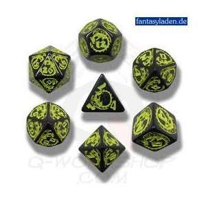  Carved Dragon Dice Set (Black and Yellow) Toys & Games