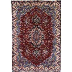  78 x 112 Red Persian Hand Knotted Wool Yazd Rug 
