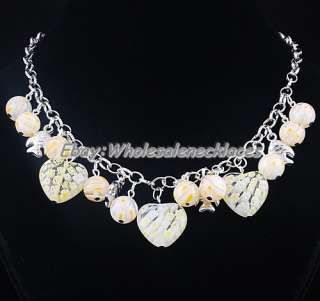 Wholesale MIX 10Strand Heart Handwork Lampwork Glass&Metal Necklaces