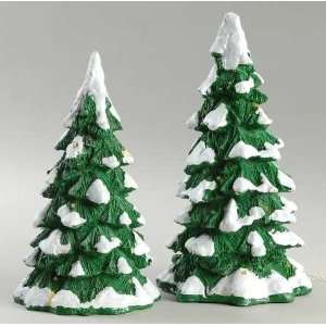   56 Village Lighted Snow Capped Trees   Set of 2 #52604