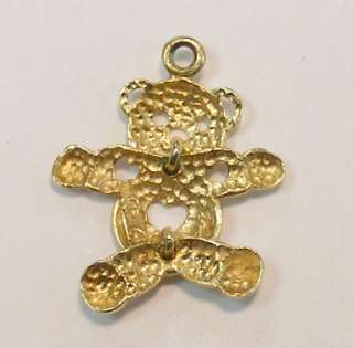 14K YELLOW GOLD ARTICULATED TEDDY BEAR CHARM *  